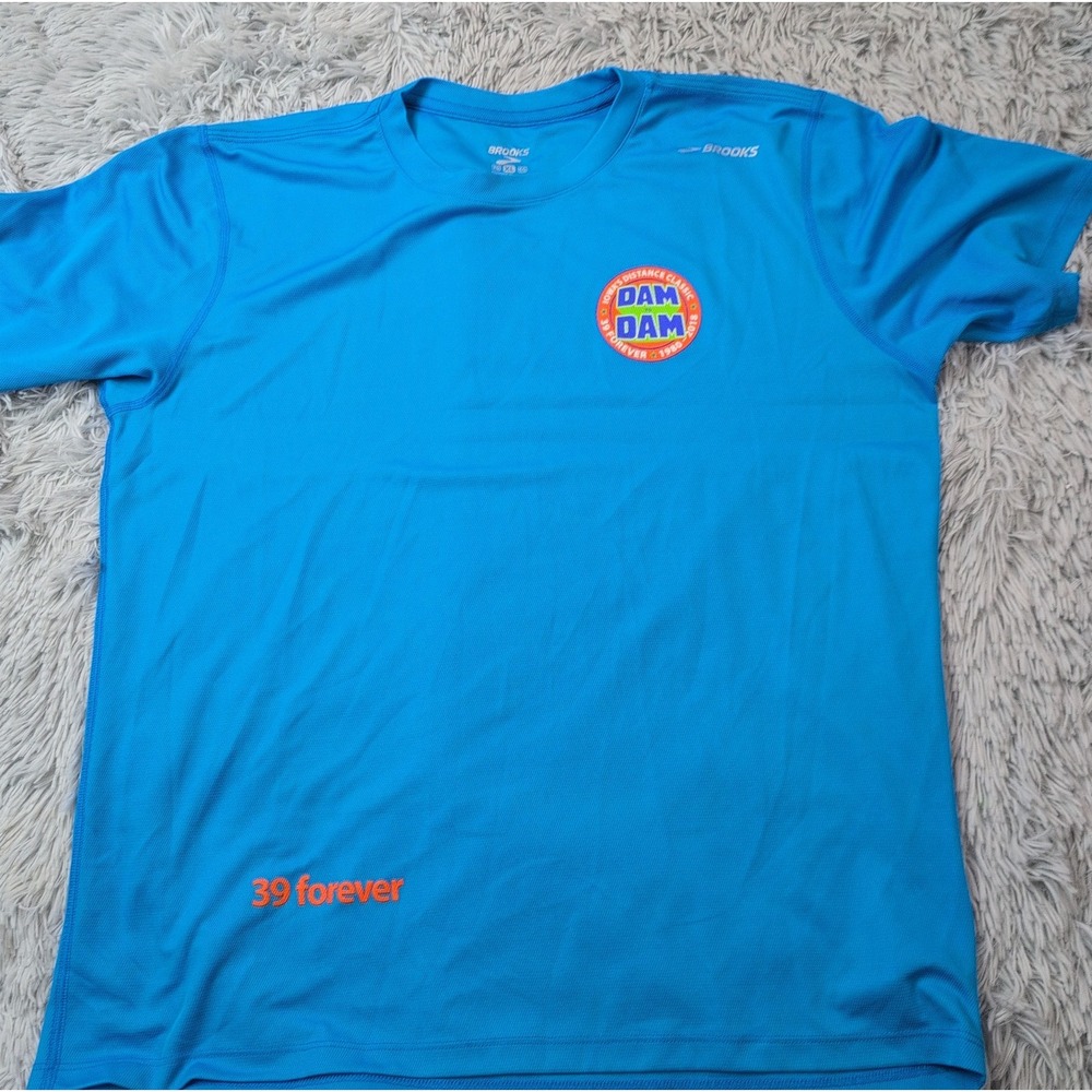 Brooks Shirt Womens XL Blue Tee Athletic Running Logo Active Cross Fit